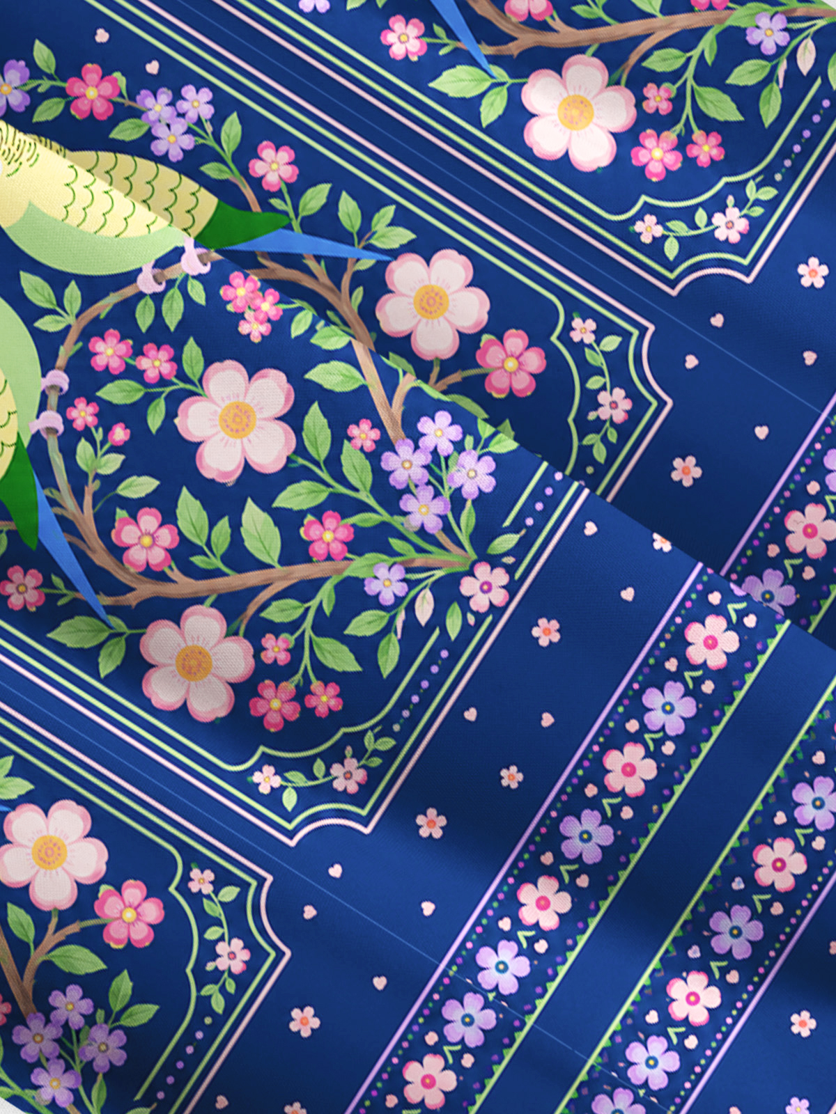 Midnight Garden Lovebirds Print Wide Straps Maxi Dress With Pockets