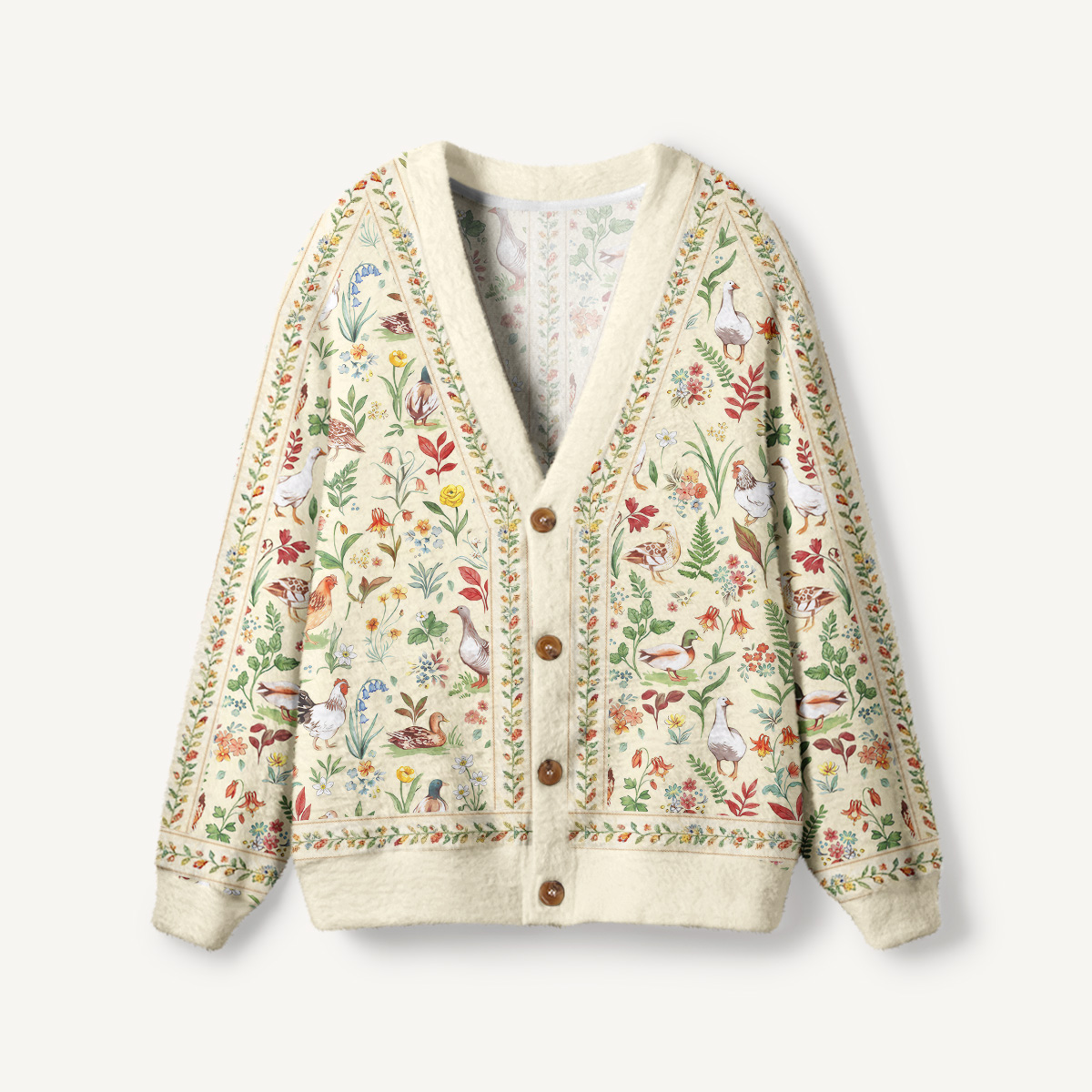 Countryside Garden Critter Print Halloween Ugly Cardigan Sweaters
