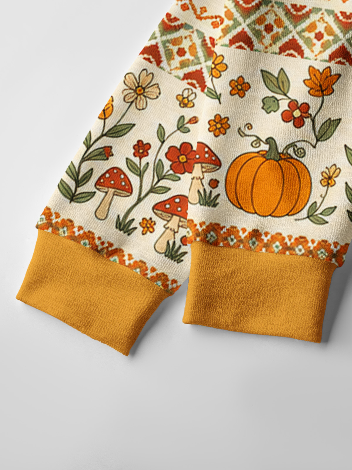 Lightweight Crew Neck Long‑Sleeve Cropped Autumn Fair Isle Pumpkin & Black Cat Print Fine‑Knit Cardigan