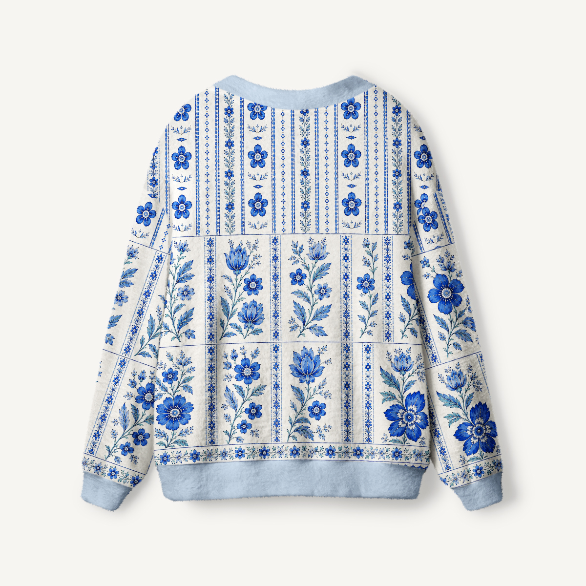 Indigo Garden Stripe Print Ugly Cardigan Sweaters
