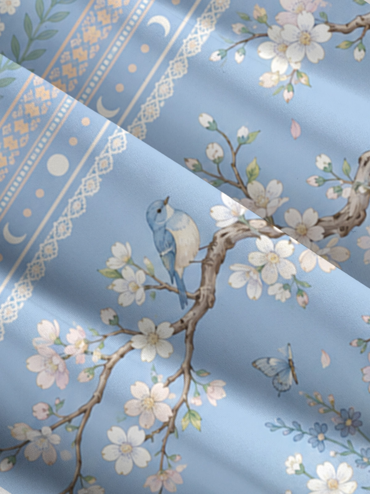 Almond Blossoms Under the Stars Print Wide Straps Maxi Dress With Pockets