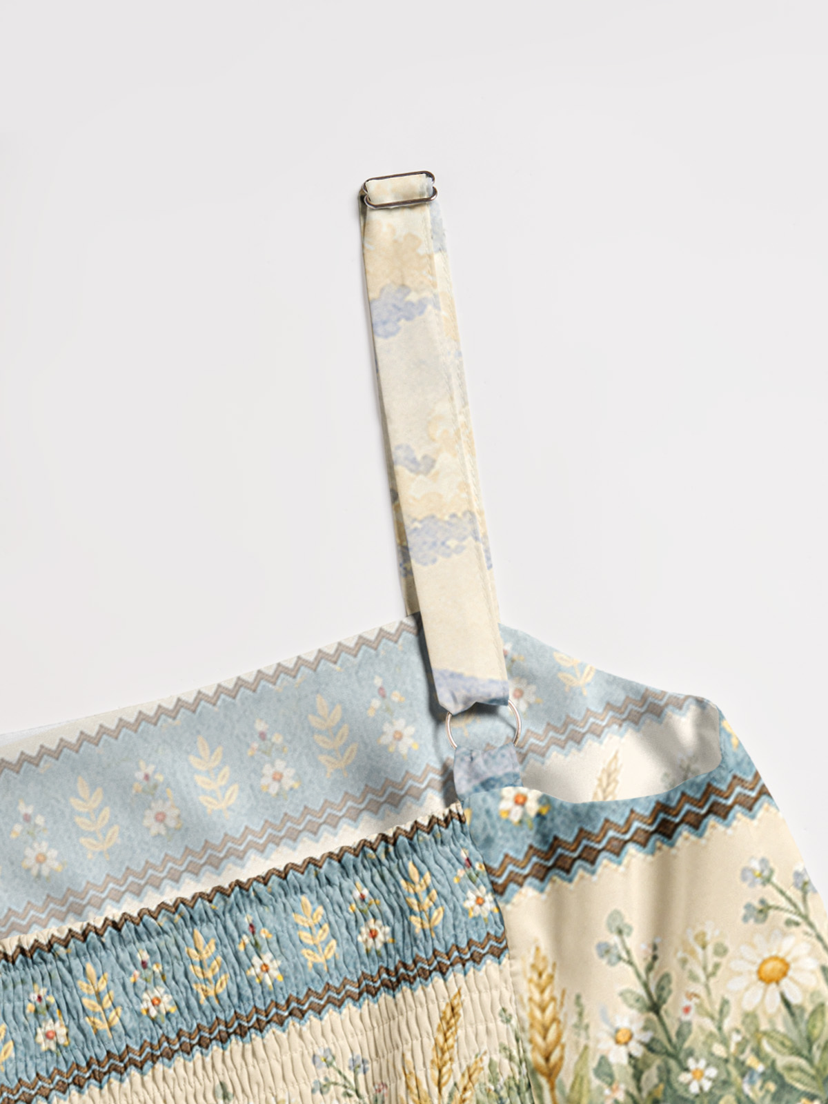 Cream Countryside Cow Border Print Wide Straps Maxi Dress With Pockets