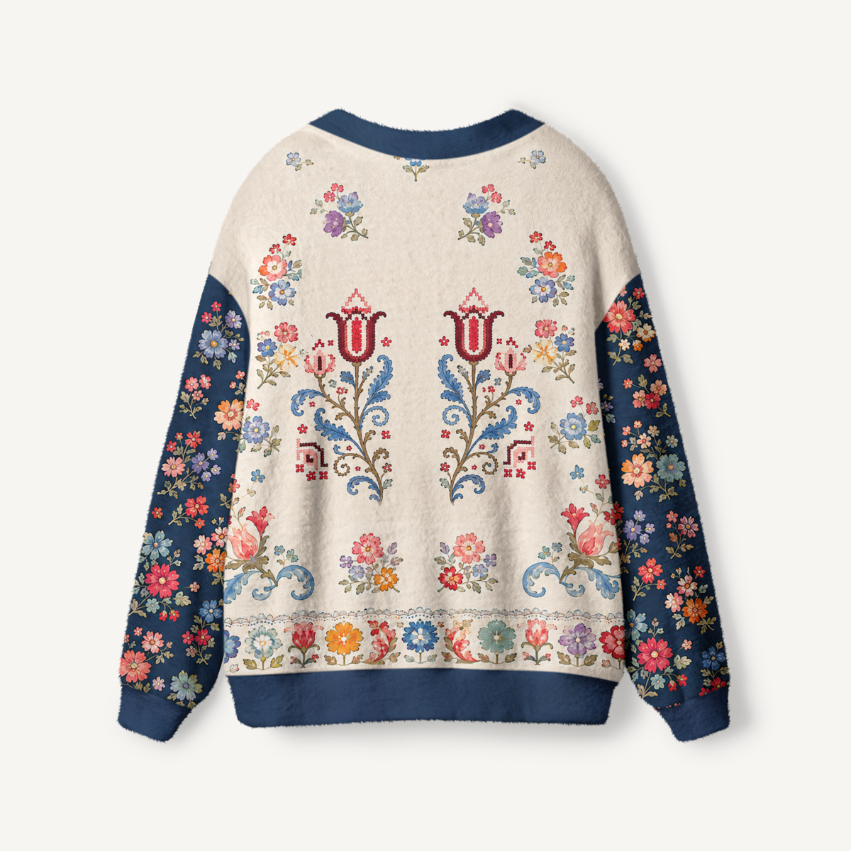 Heritage Folk Bloom Print Ugly Cardigan Sweaters