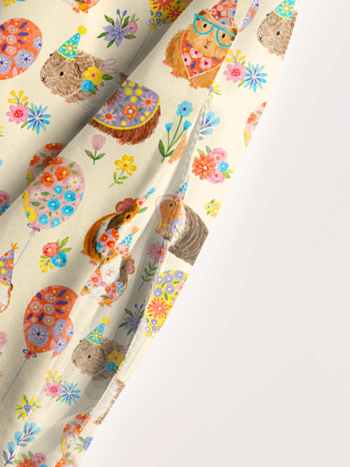 Guinea Pig Garden Party Print Wide Straps Maxi Dress With Pockets
