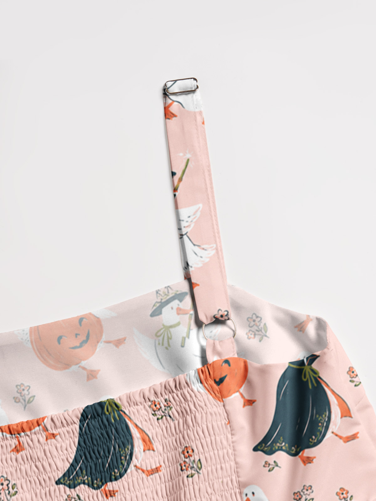 Pumpkin Ghost Parade Cozy Print Wide Straps Maxi Dress With Pockets