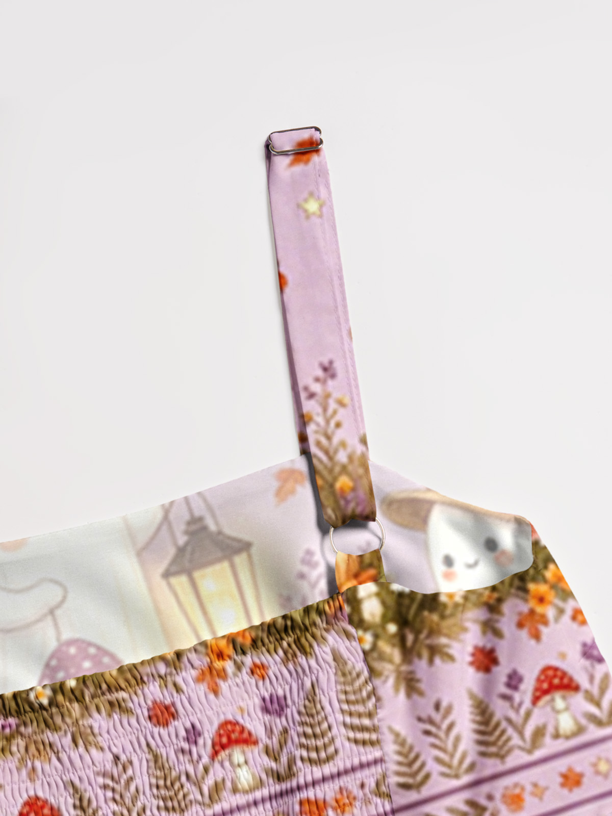 Lavender Pumpkin Country Ghost Print Wide Straps Maxi Dress With Pockets