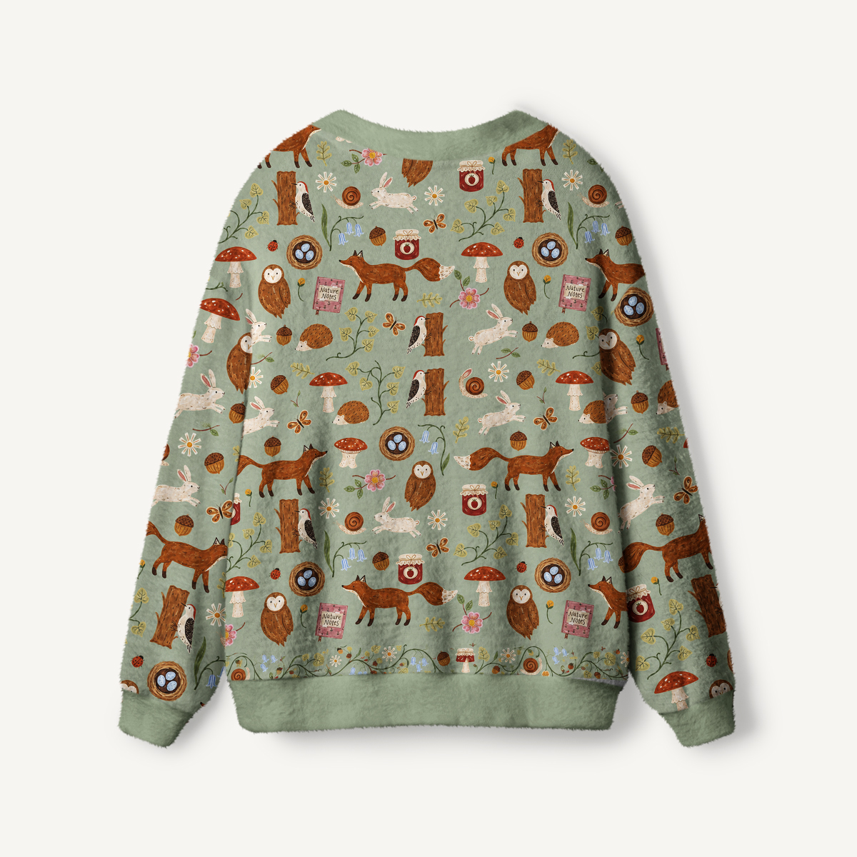 Woodland Nature Notes Print Ugly Cardigan Sweaters