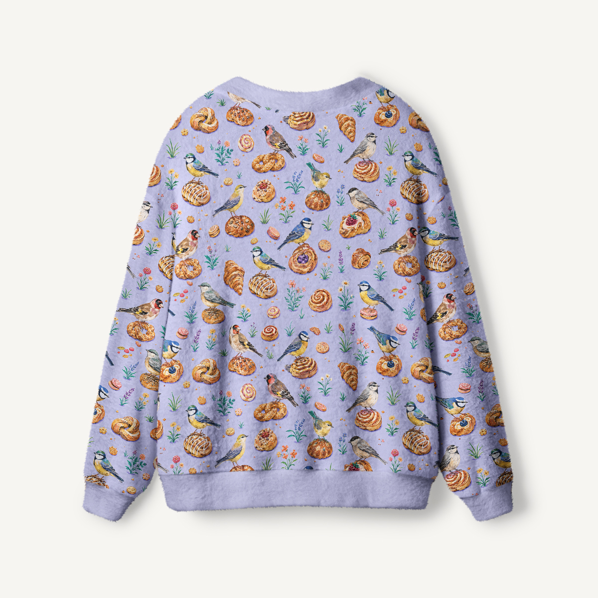 Pigeon Pastry Party Print Ugly Cardigan Sweaters