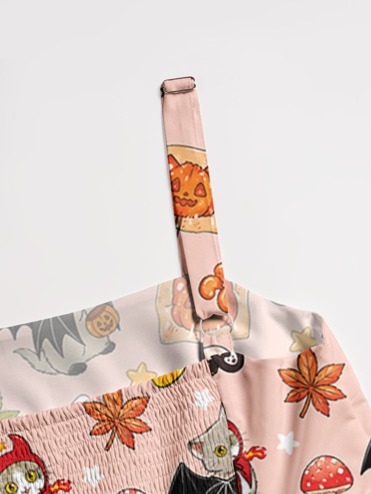 Autumn Forest Critter Halloween Print Wide Straps Maxi Dress With Pockets