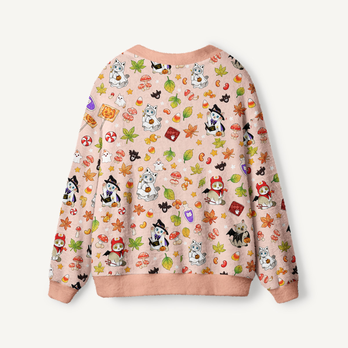 Autumn Forest Critter Halloween Print Ugly Cardigan Sweaters