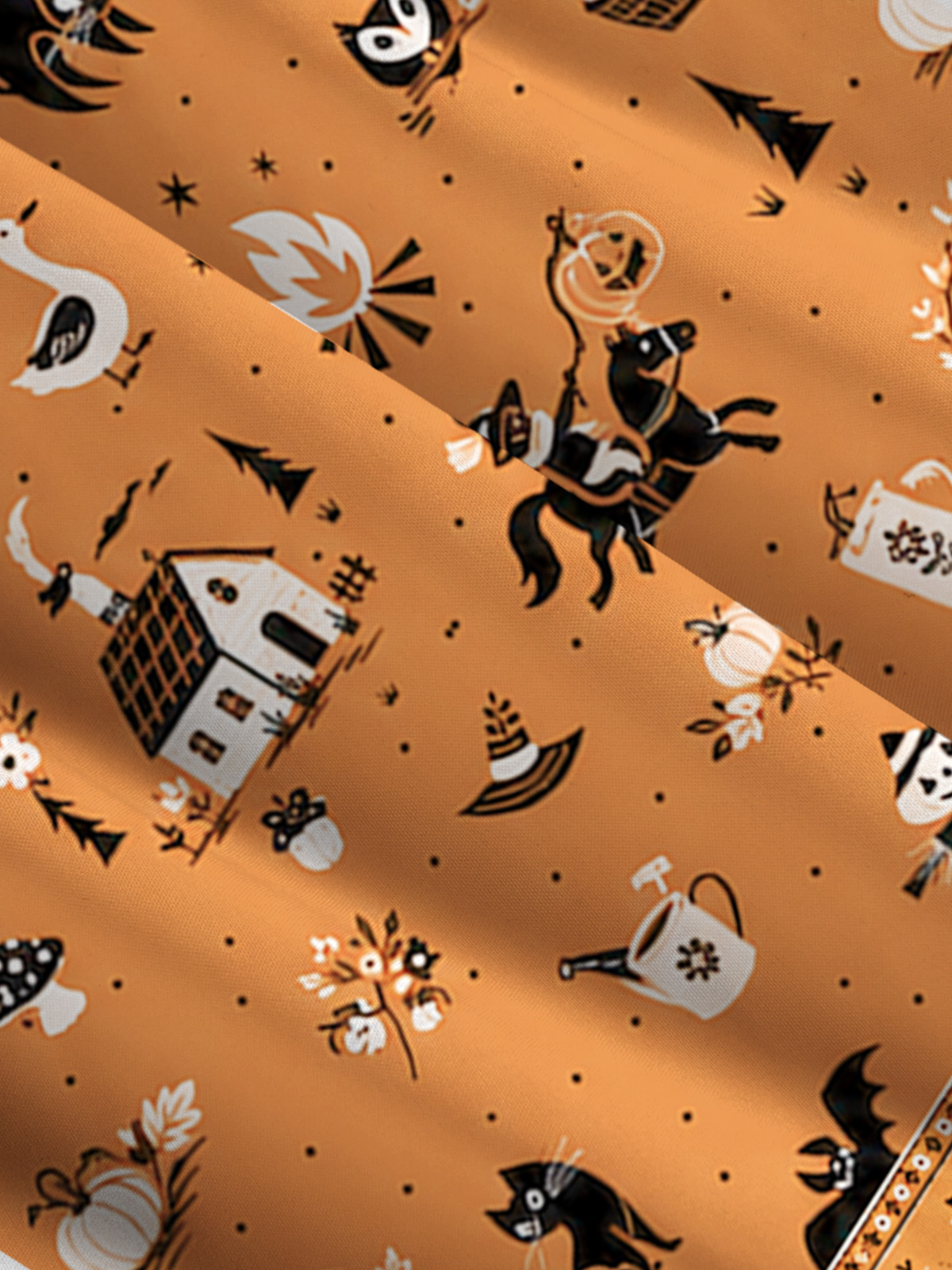 Moonlit Halloween Village Story Print Wide Straps Maxi Dress With Pockets