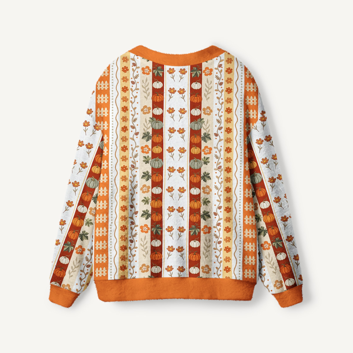 Autumn Pumpkin Patch Stripe Print Ugly Cardigan Sweaters