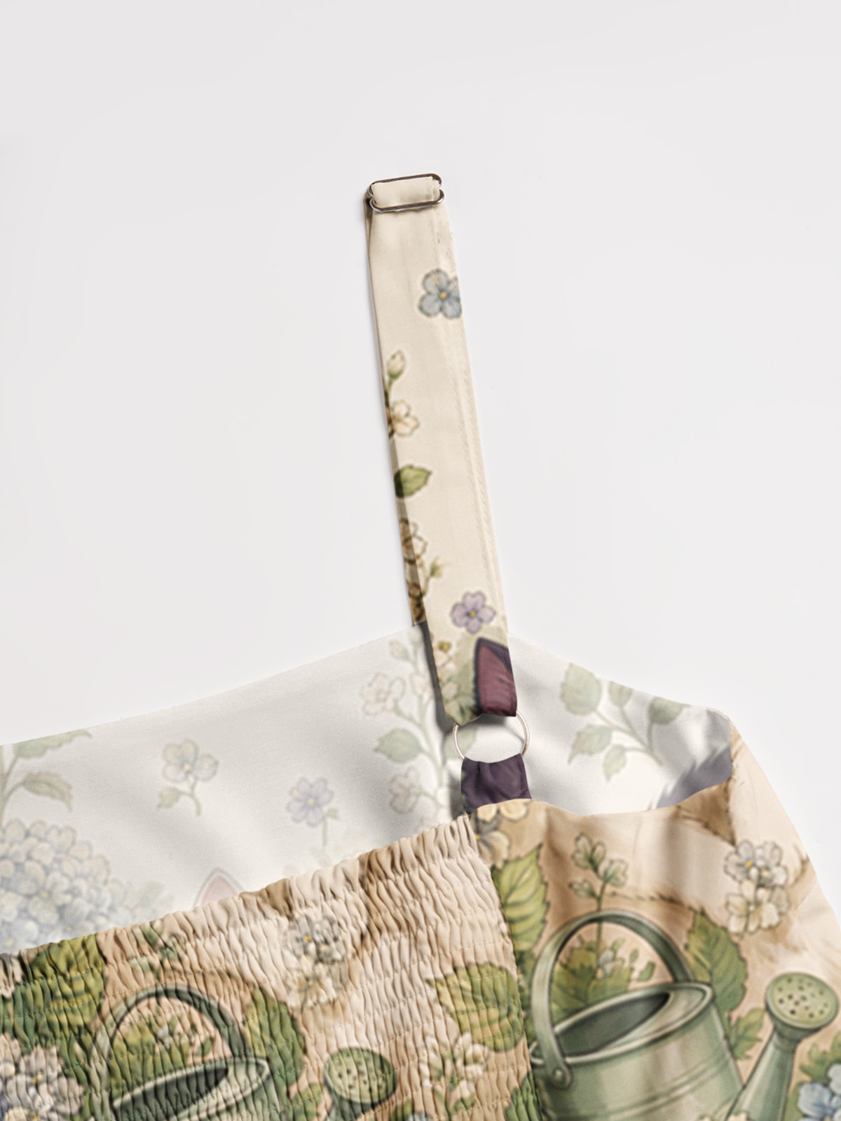 Hydrangea Garden Napping Cats Print Wide Straps Maxi Dress With Pockets