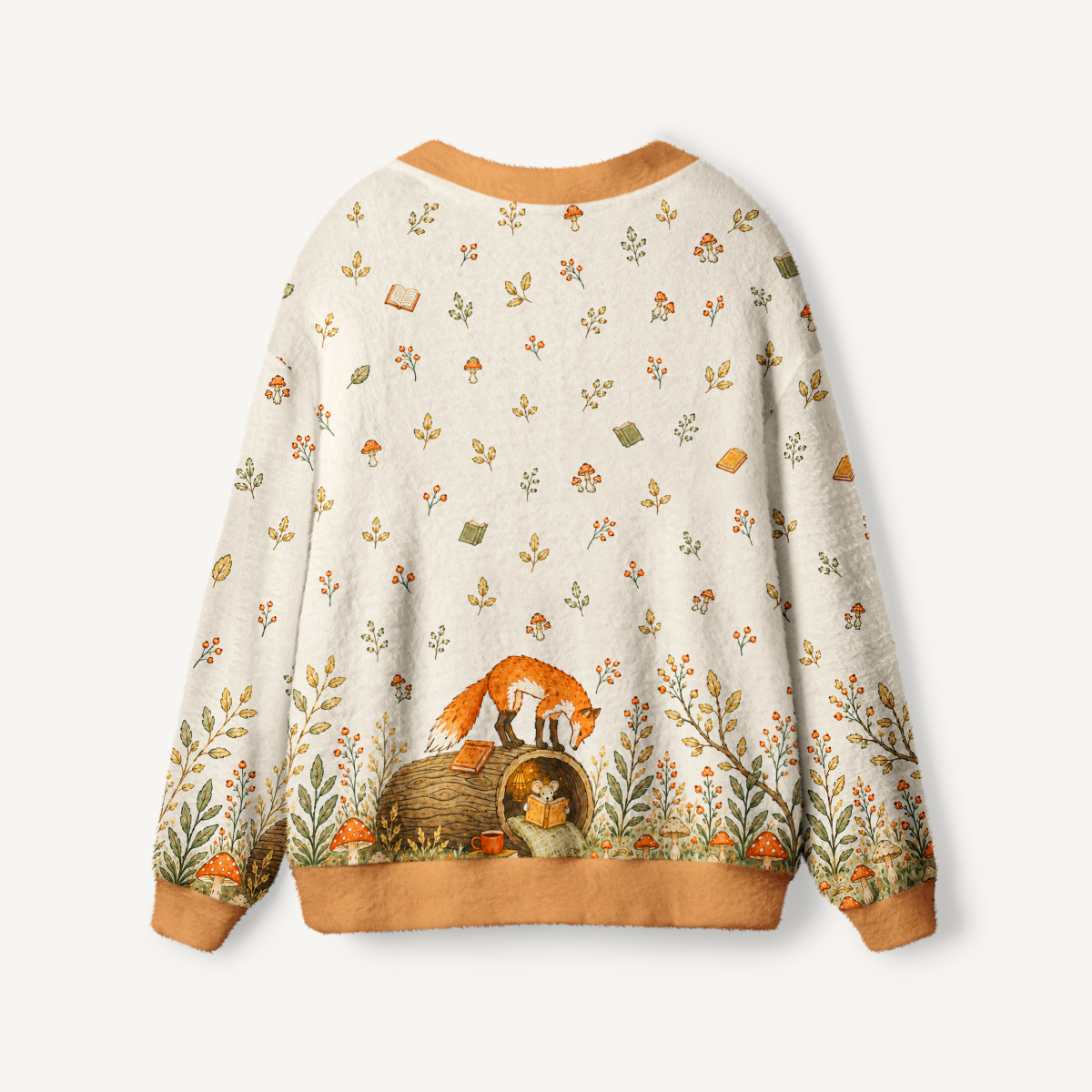 Cozy Woodland Fox Print Ugly Cardigan Sweaters