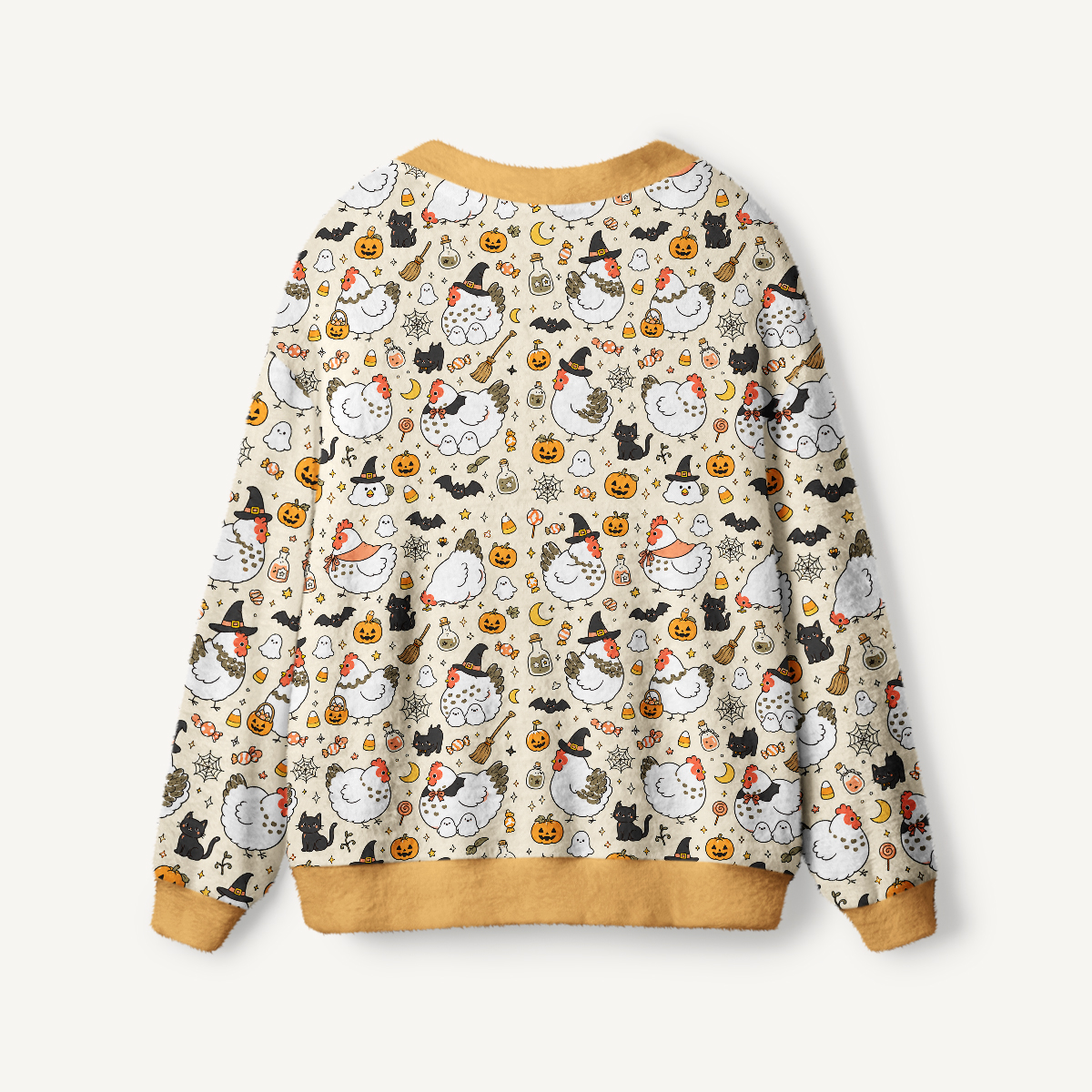 Hen House Haunts Print Ugly Cardigan Sweaters