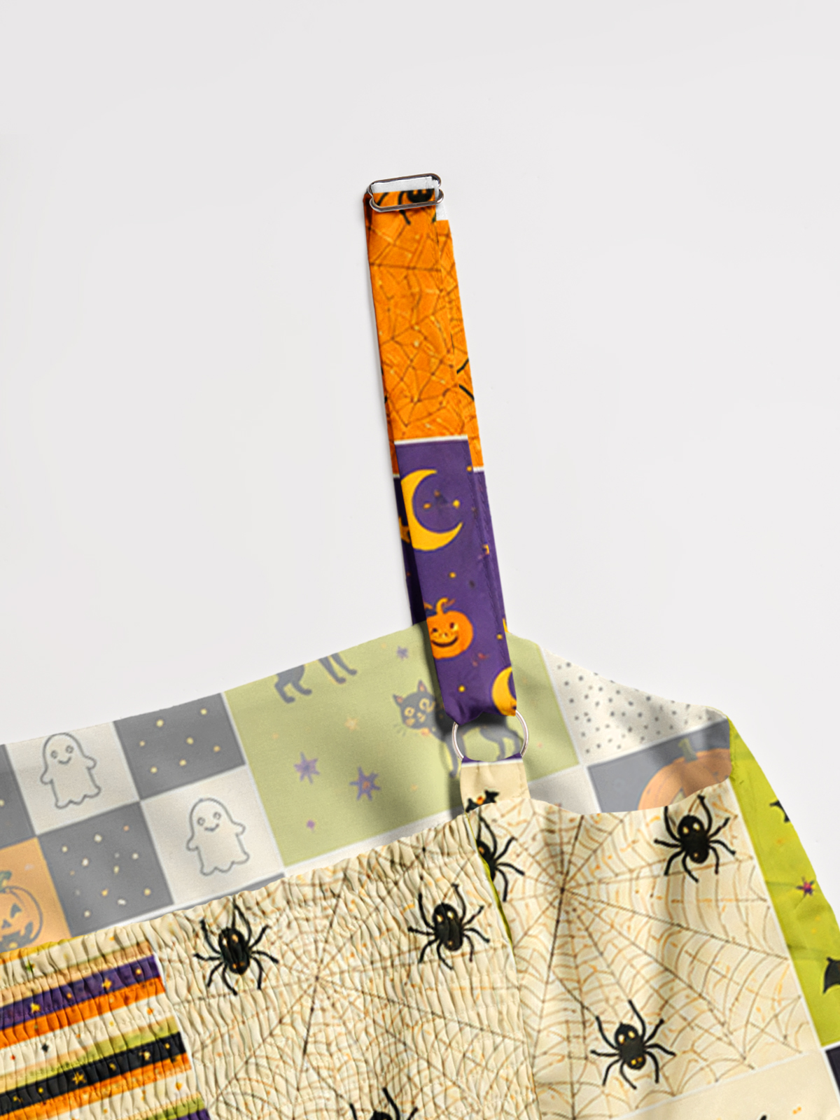 Spooky Sweet Patchwork Print Wide Straps Maxi Dress With Pockets