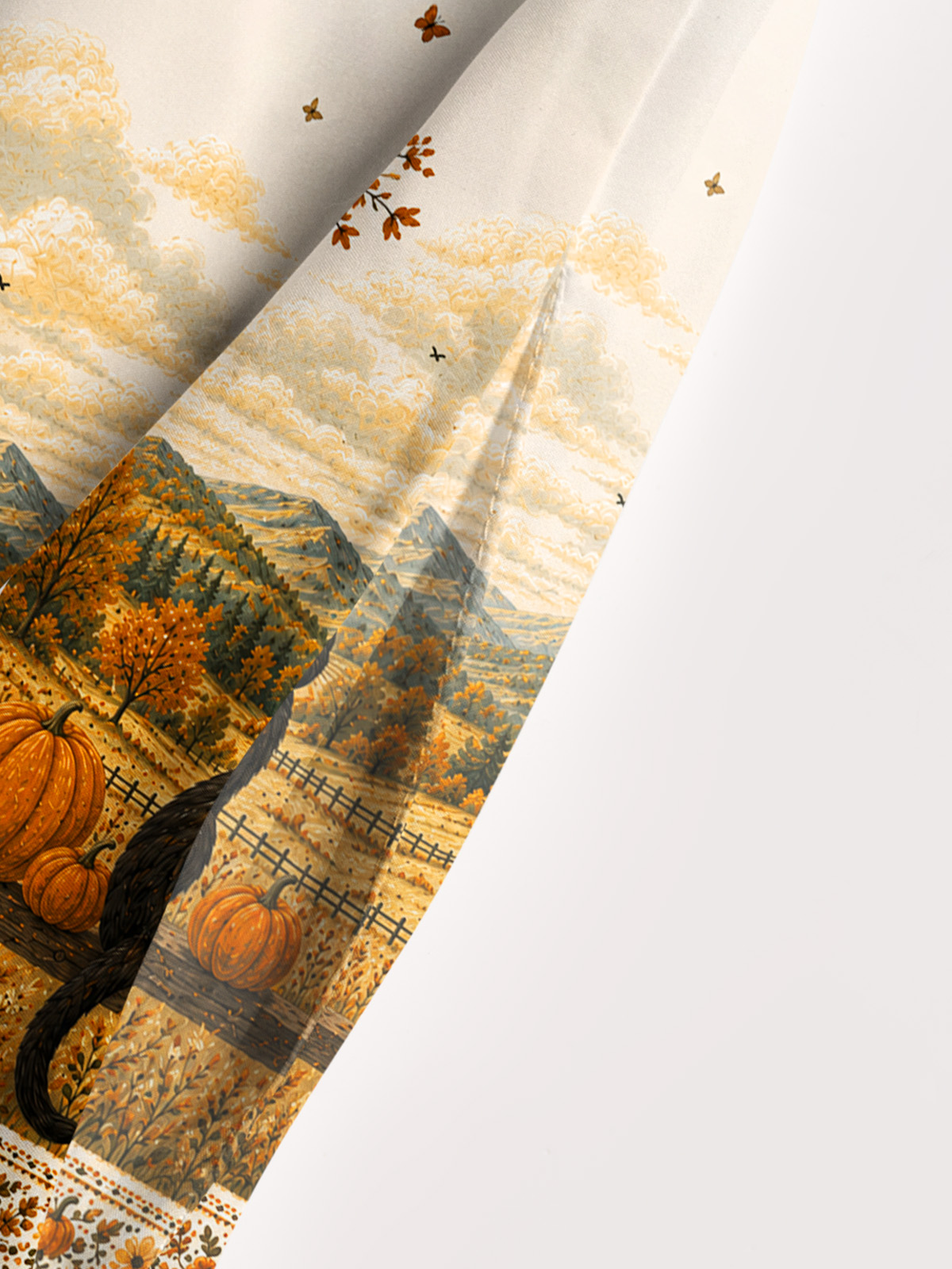 Autumn Pumpkin Field Black Cat Print Wide Straps Maxi Dress With Pockets