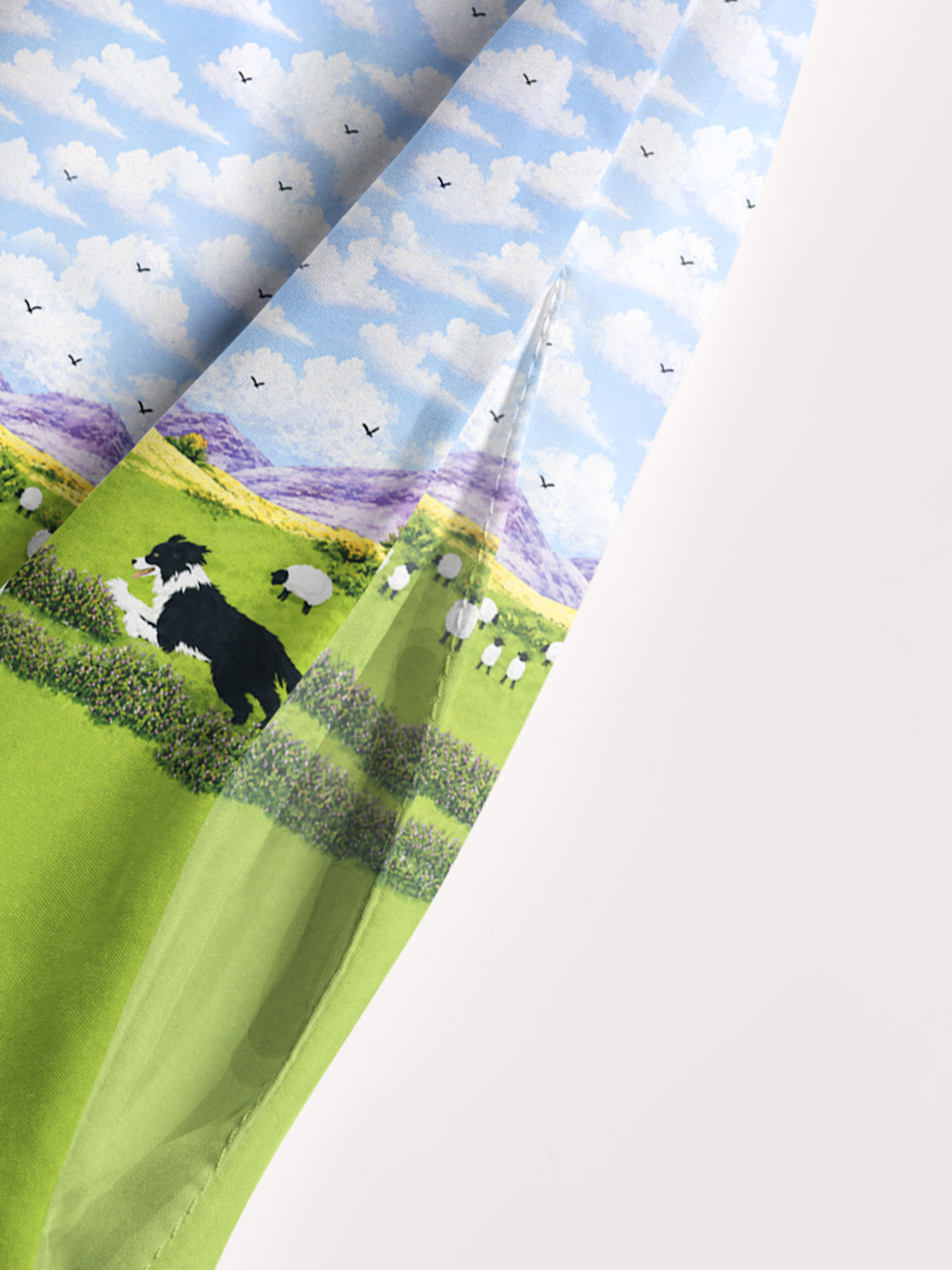 Green Meadow Sheepdog Print Wide Straps Maxi Dress With Pockets