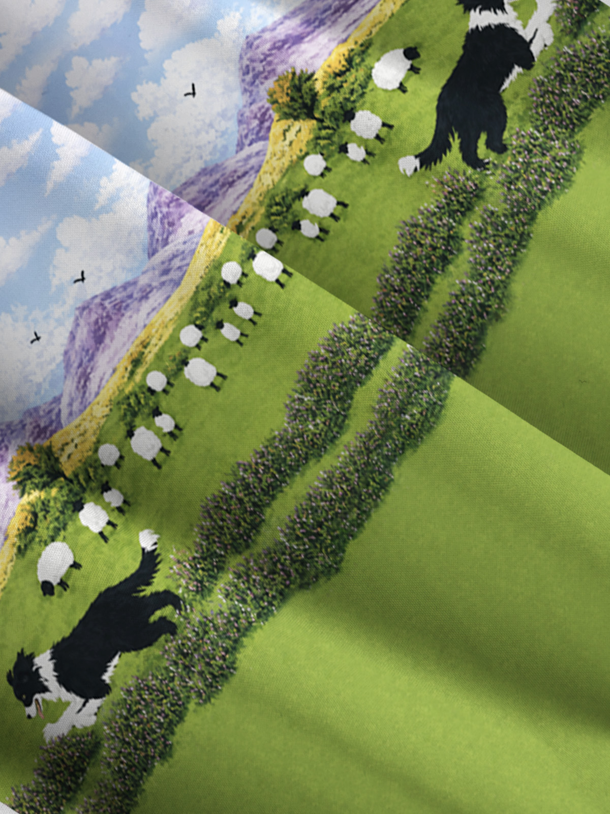 Green Meadow Sheepdog Print Wide Straps Maxi Dress With Pockets