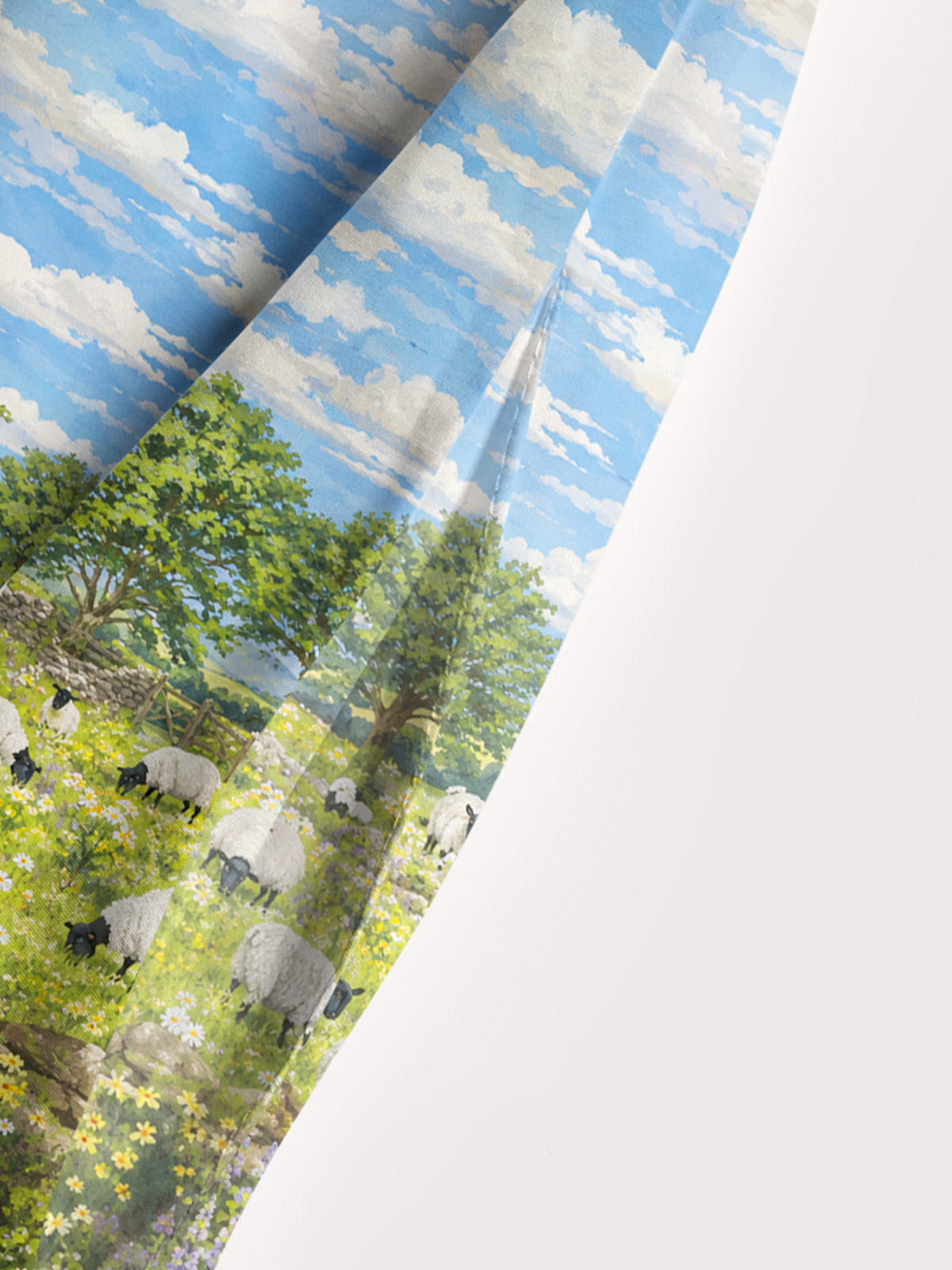 Pasture Sheep Sky Print Wide Straps Maxi Dress With Pockets
