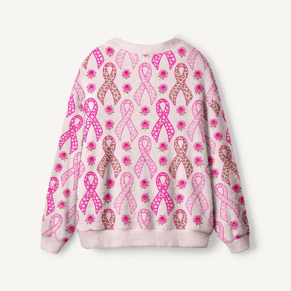 Breast Cancer Pink Ribbon Floral Ugly Cardigan Sweaters