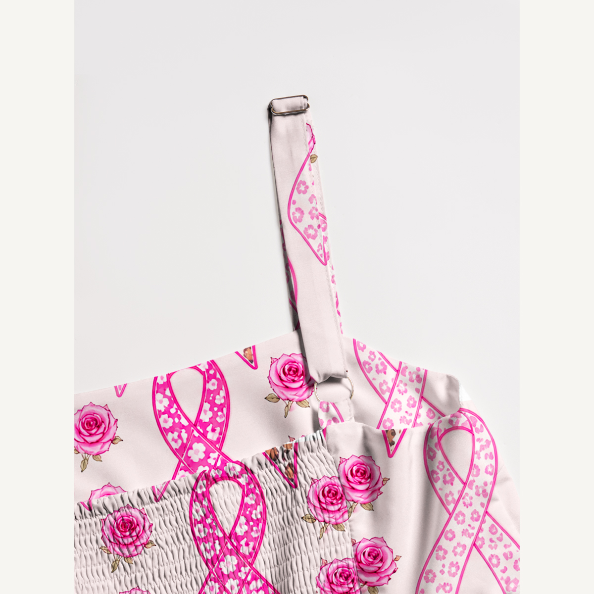 Breast Cancer Pink Ribbon Floral Straps Maxi Dress With Pockets