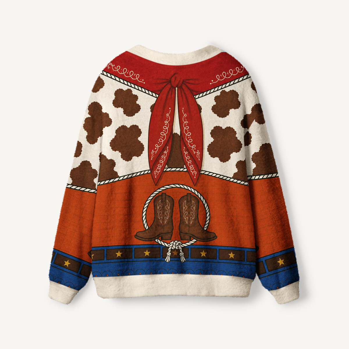Western Ranch Cowboy Boot  Print Ugly Cardigan Sweaters