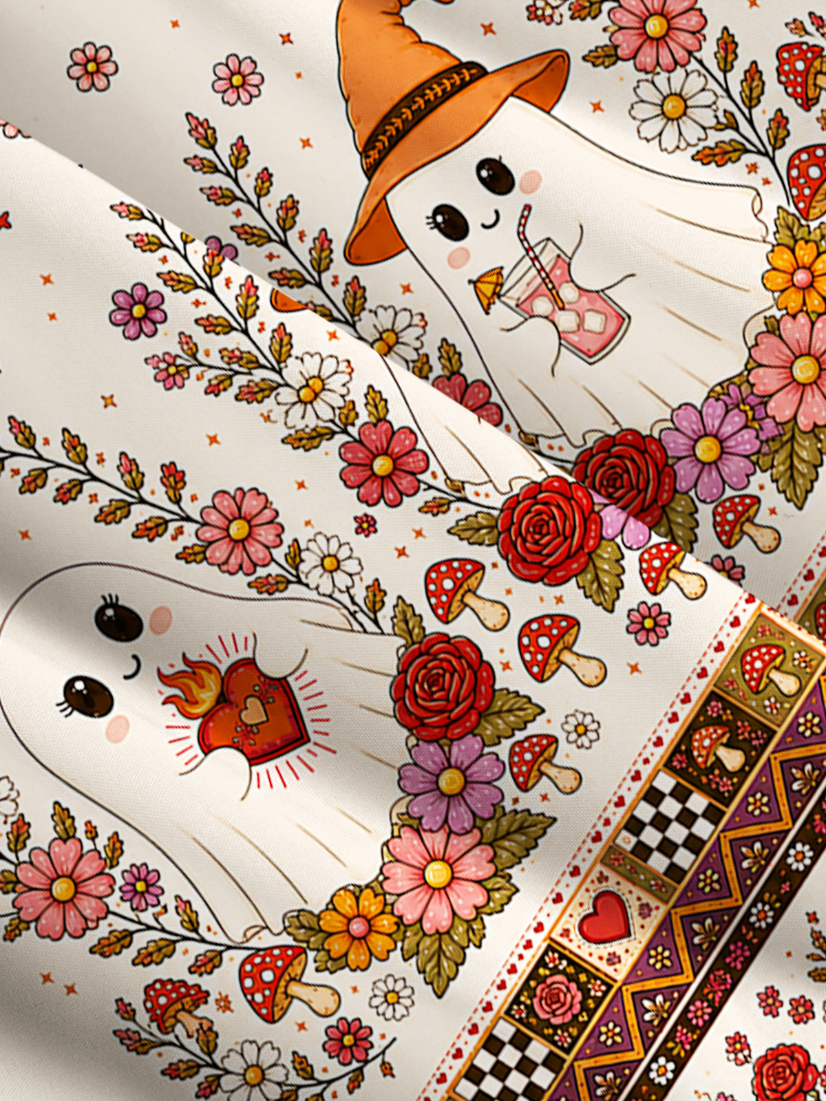 Woodland Witch Ghost Floral Print Wide Straps Maxi Dress With Pockets