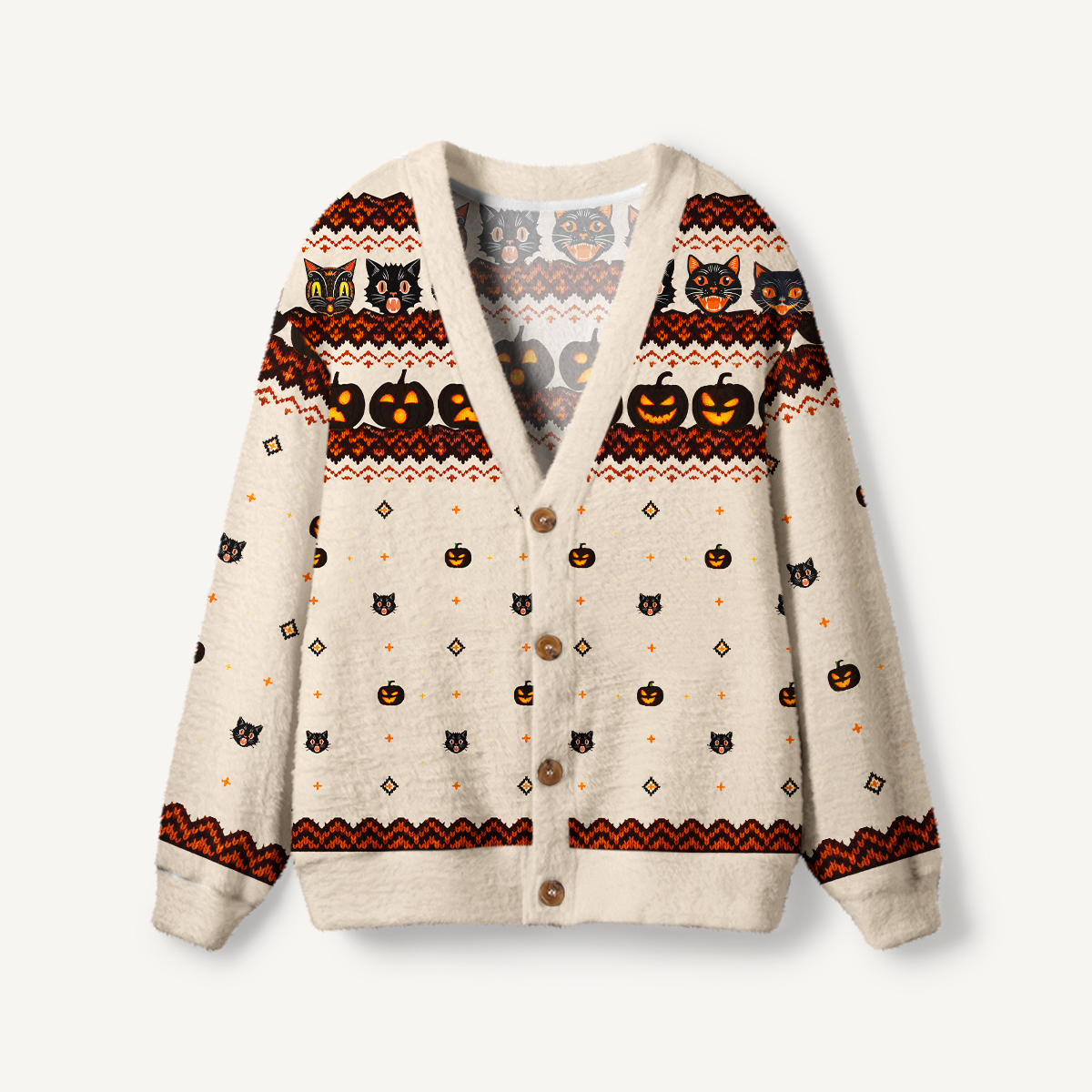 Halloween Pumpkin Art Print Ugly Cardigan Sweaters