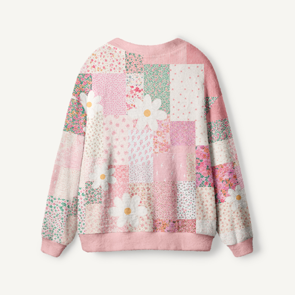 Breast Cancer Pink Flowers Ugly Cardigan Sweaters