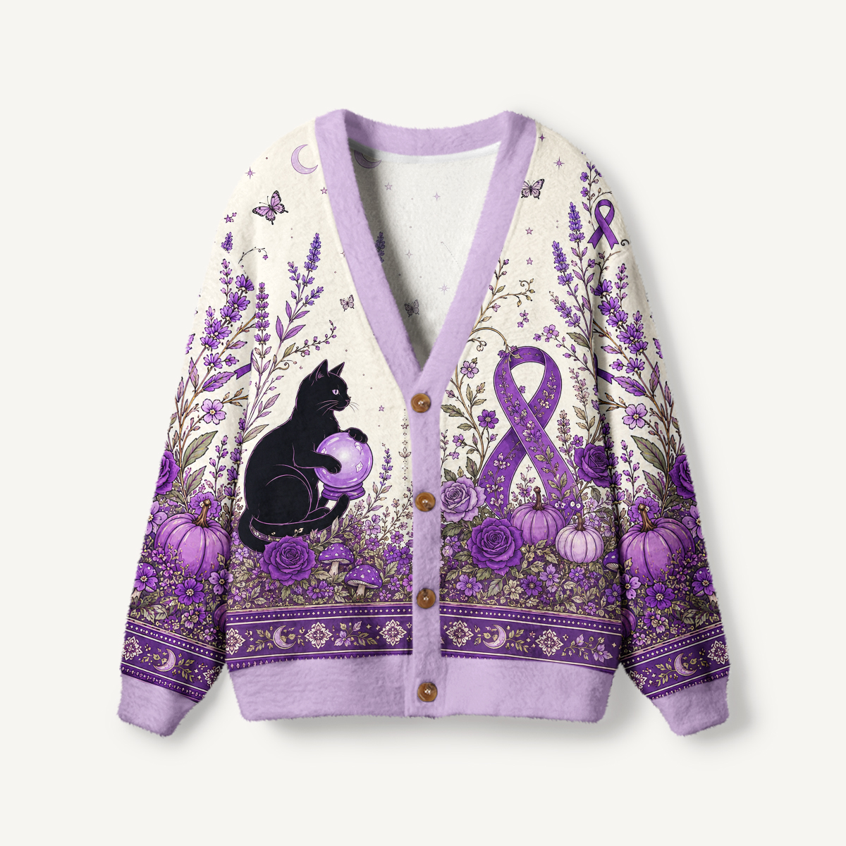 Violet Ribbon Botanic Garden Print Ugly Cardigan Sweaters