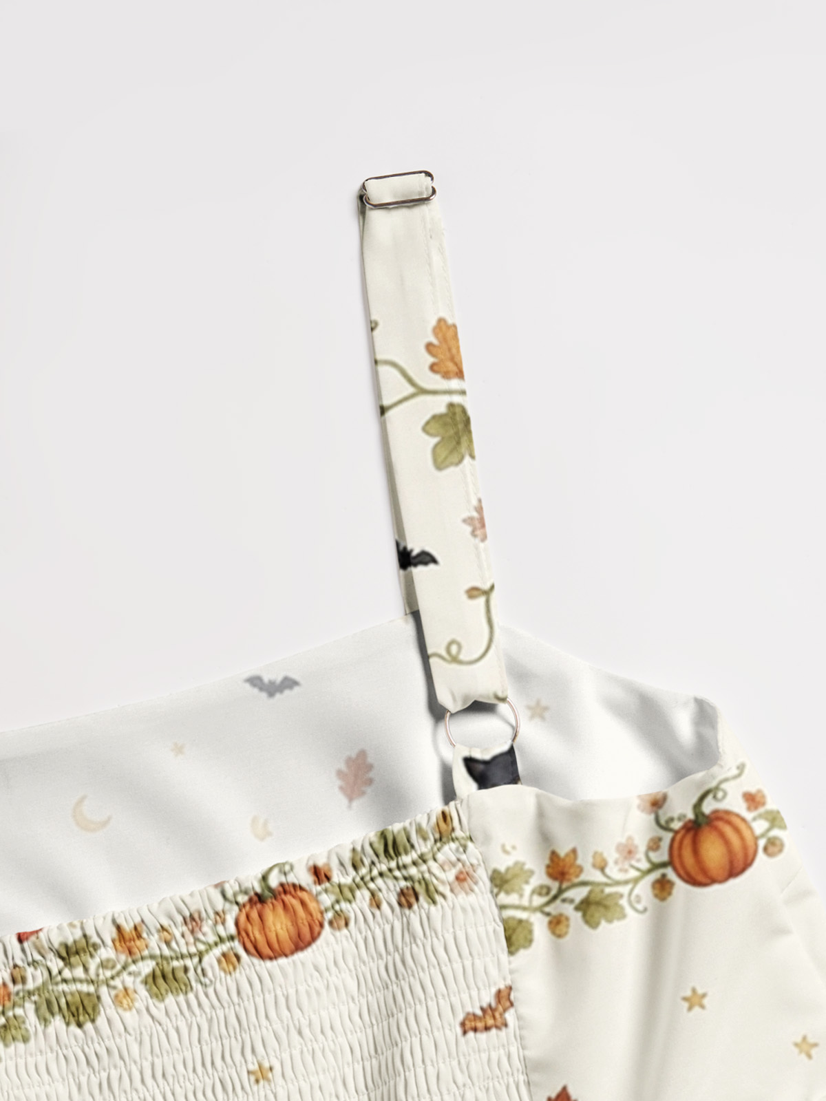 Halloween Pumpkin Black Cat Ghost Print Wide Straps Maxi Dress With Pockets