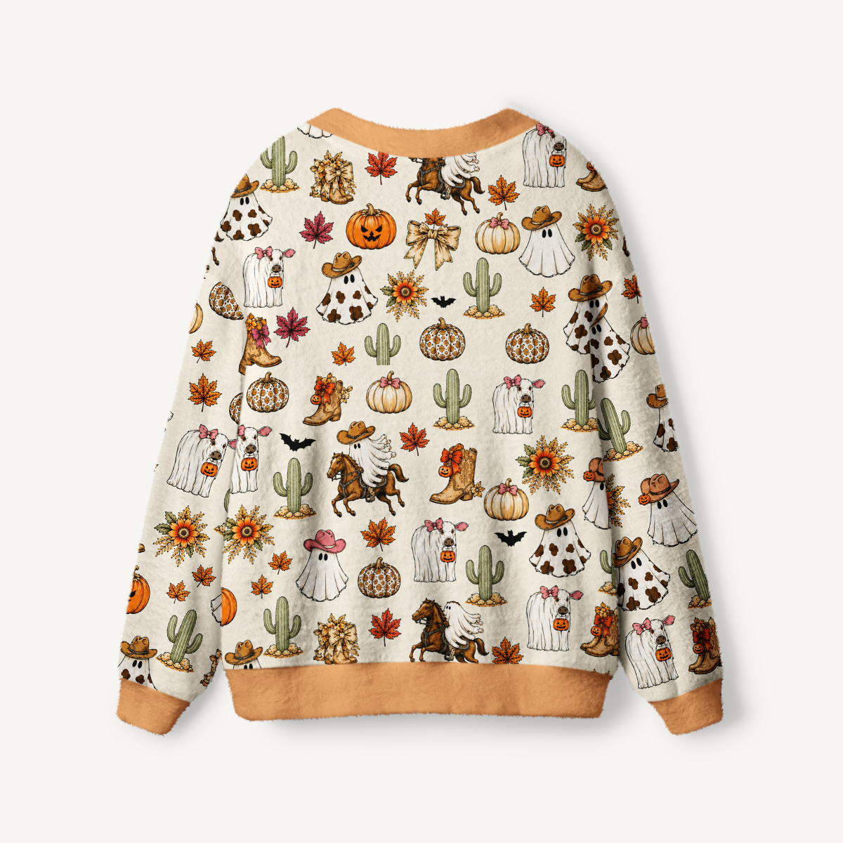 Spooky Western Print Ugly Cardigan Sweaters