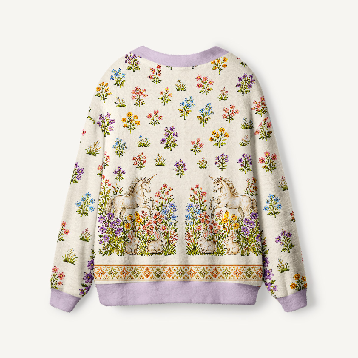 Enchanted Unicorn Garden Print Ugly Cardigan Sweaters