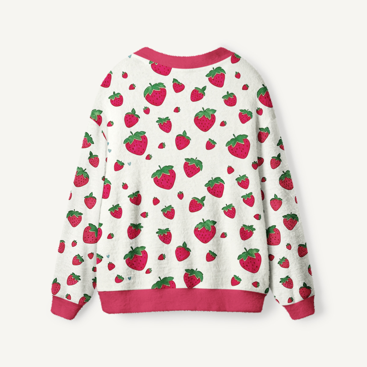 Strawberry Teddy Print Ugly Cardigan Sweaters