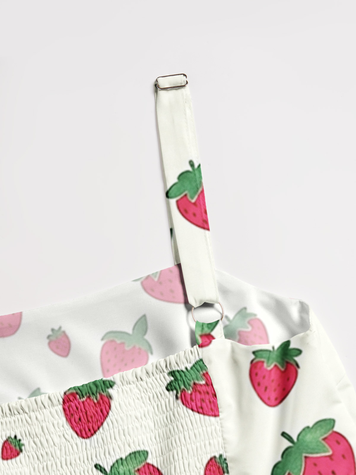 Strawberry Teddy Print Wide Straps Maxi Dress With Pockets