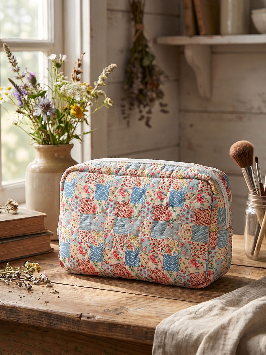 Print Cloud Quilted Cosmetic Pouch