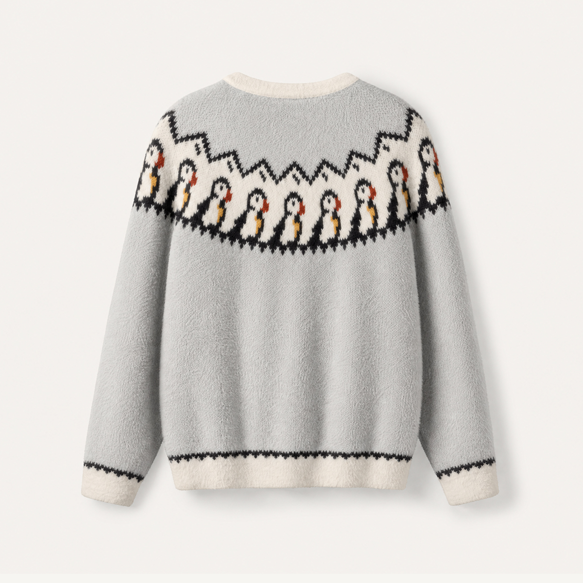 Cozy Forest Into The Wild Puffin Fuzzy Crewneck Sweater