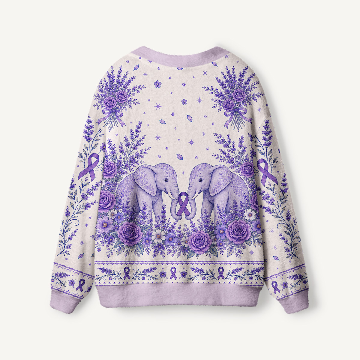 Gentle Memories Lavender Bloom Print Ugly Cardigan Sweaters