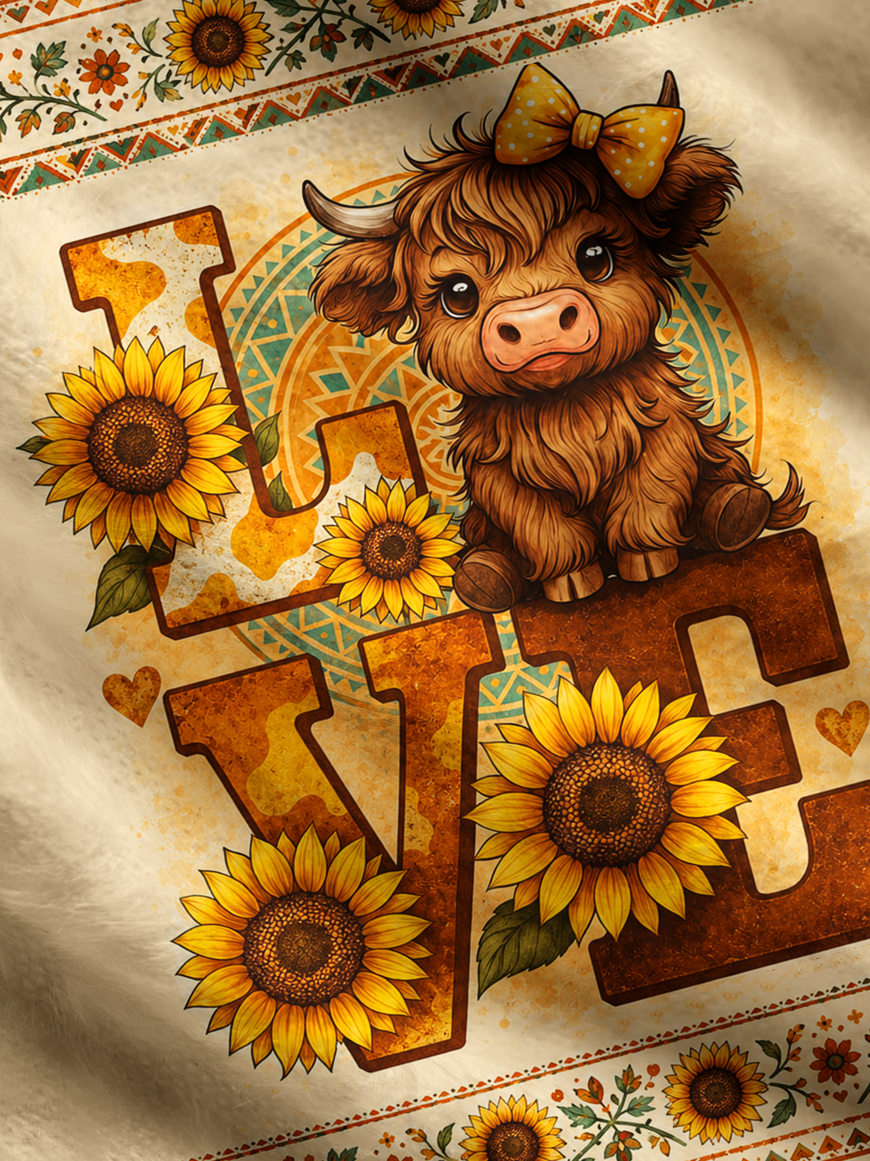 Sunflower Highland Love Fuzzy Crewneck Sweater