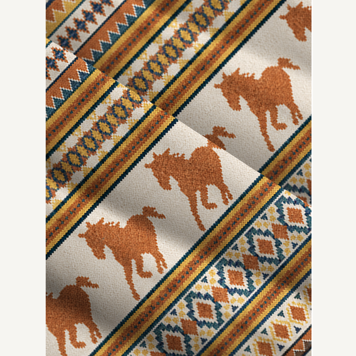Running Horses Geometric Pattern Straps Maxi Dress With Pockets