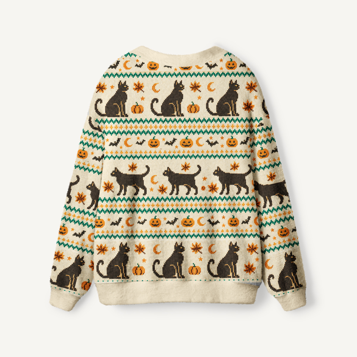 Halloween Cat Pumpkin Bat Ugly Cardigan Sweaters
