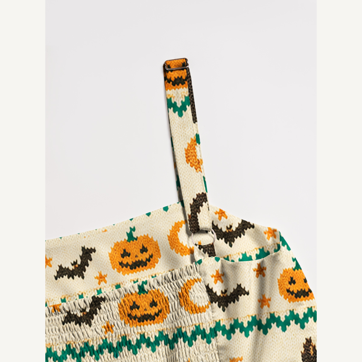 Halloween Cat Pumpkin Bat Straps Maxi Dress With Pockets