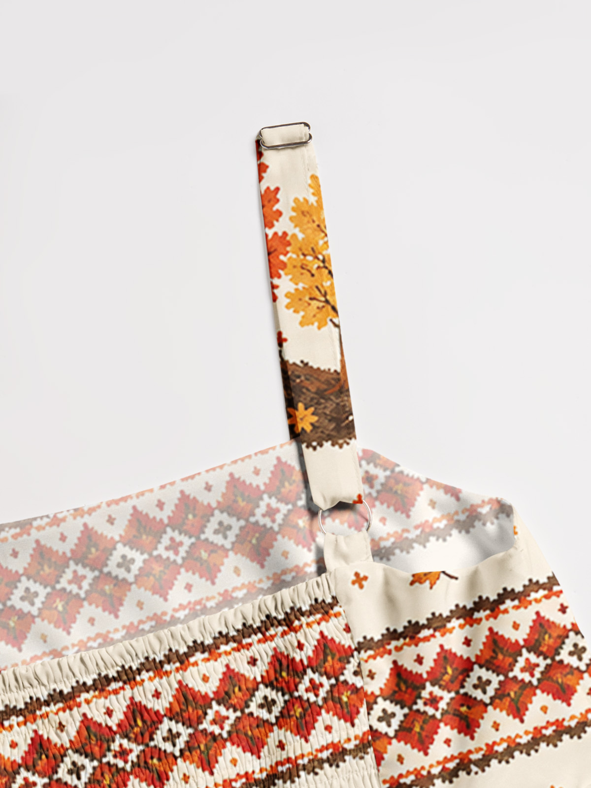 Autumn Forest Fox Print Wide Straps Maxi Dress With Pockets