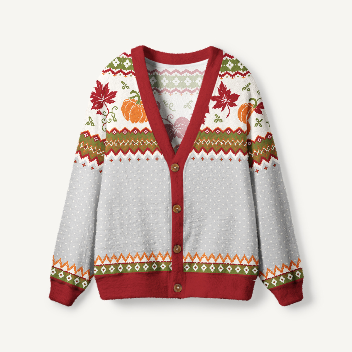 Autumn Harvest Fair Isle Print Ugly Cardigan Sweaters