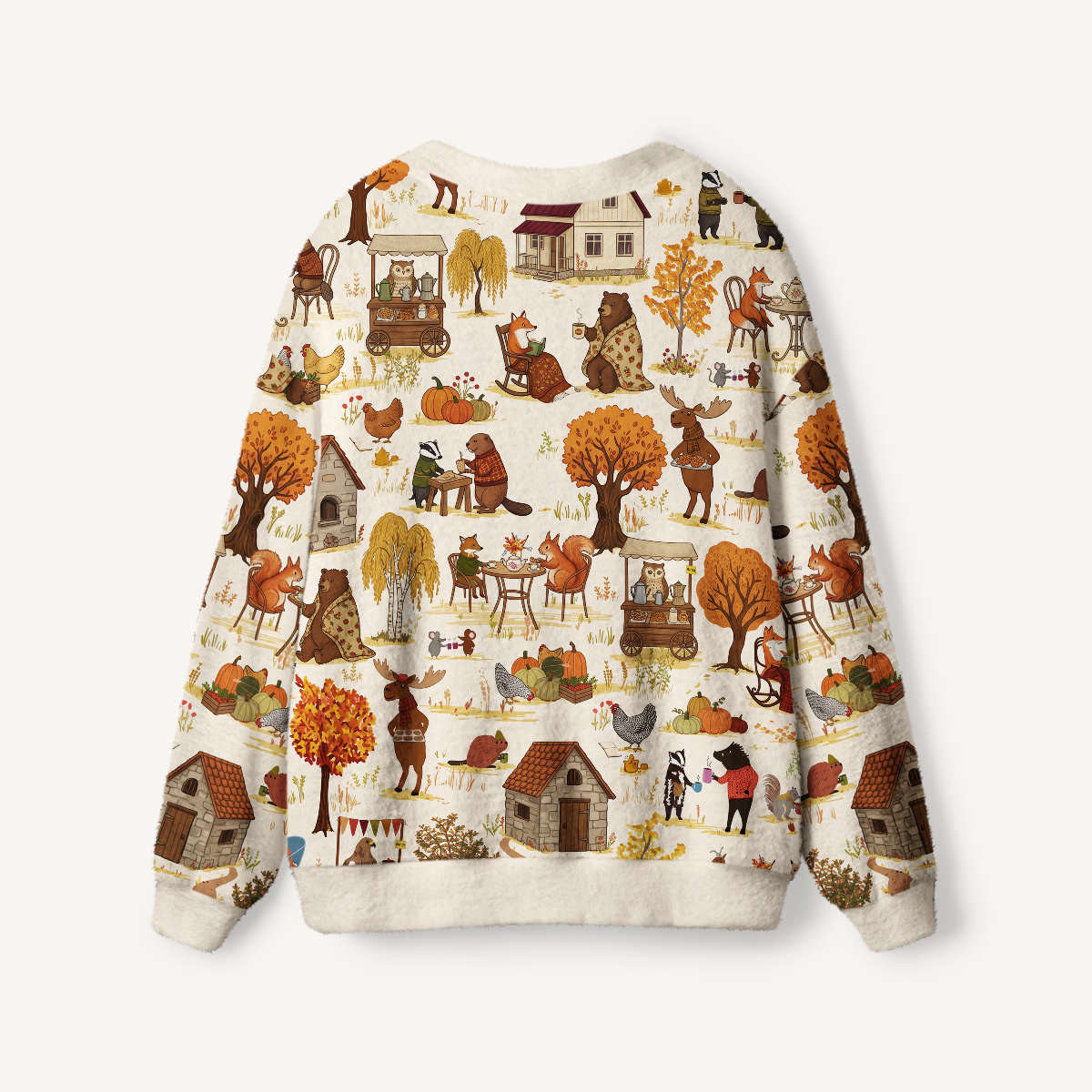 Autumn Woodland Market Print Ugly Cardigan Sweaters