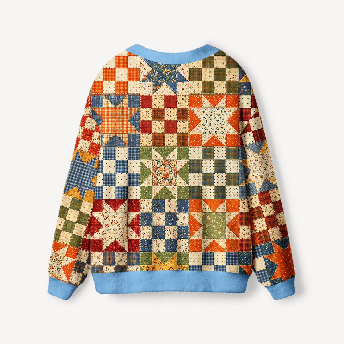 Vintage Star Quilt Patchwork Print Ugly Cardigan Sweaters