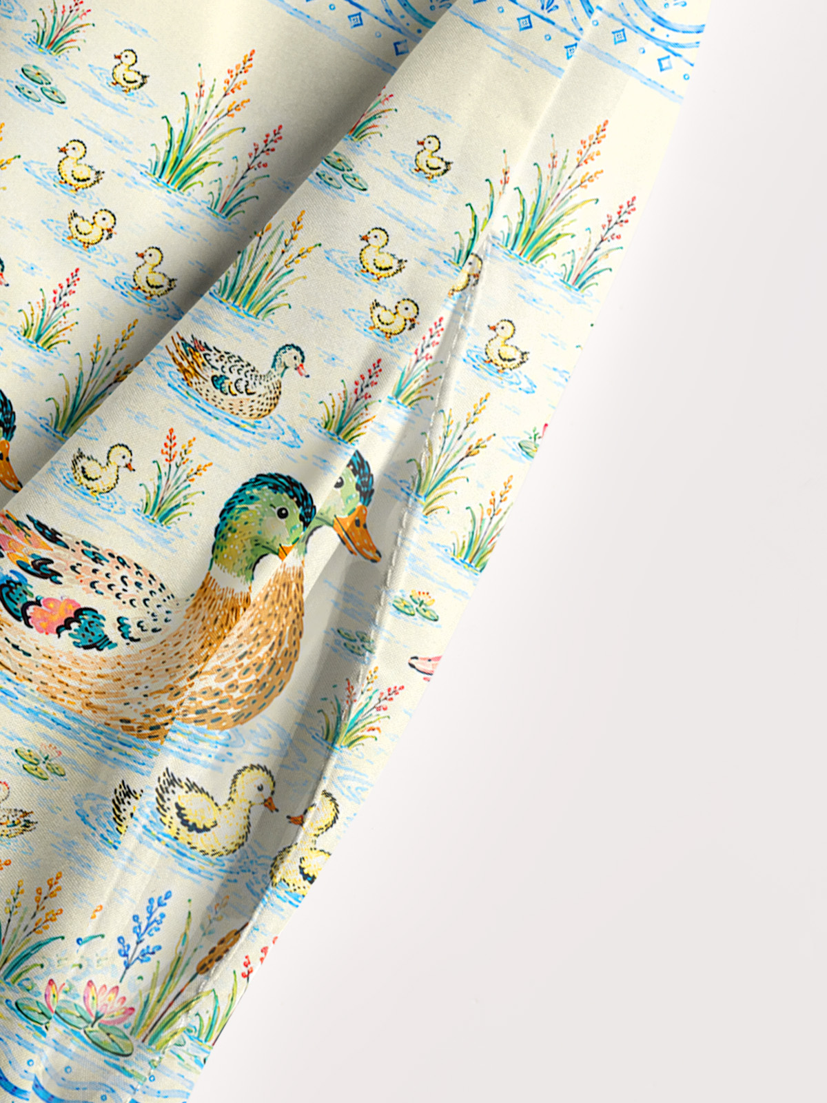 Little Duckling Water Ripples Print Wide Straps Maxi Dress With Pockets
