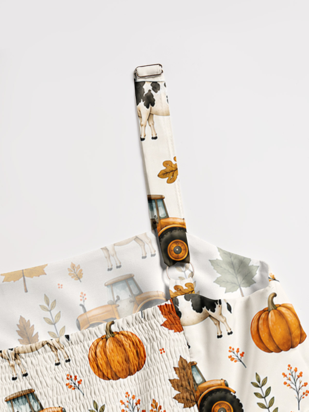 Pumpkin Farm Harvest Print Wide Straps Maxi Dress With Pockets