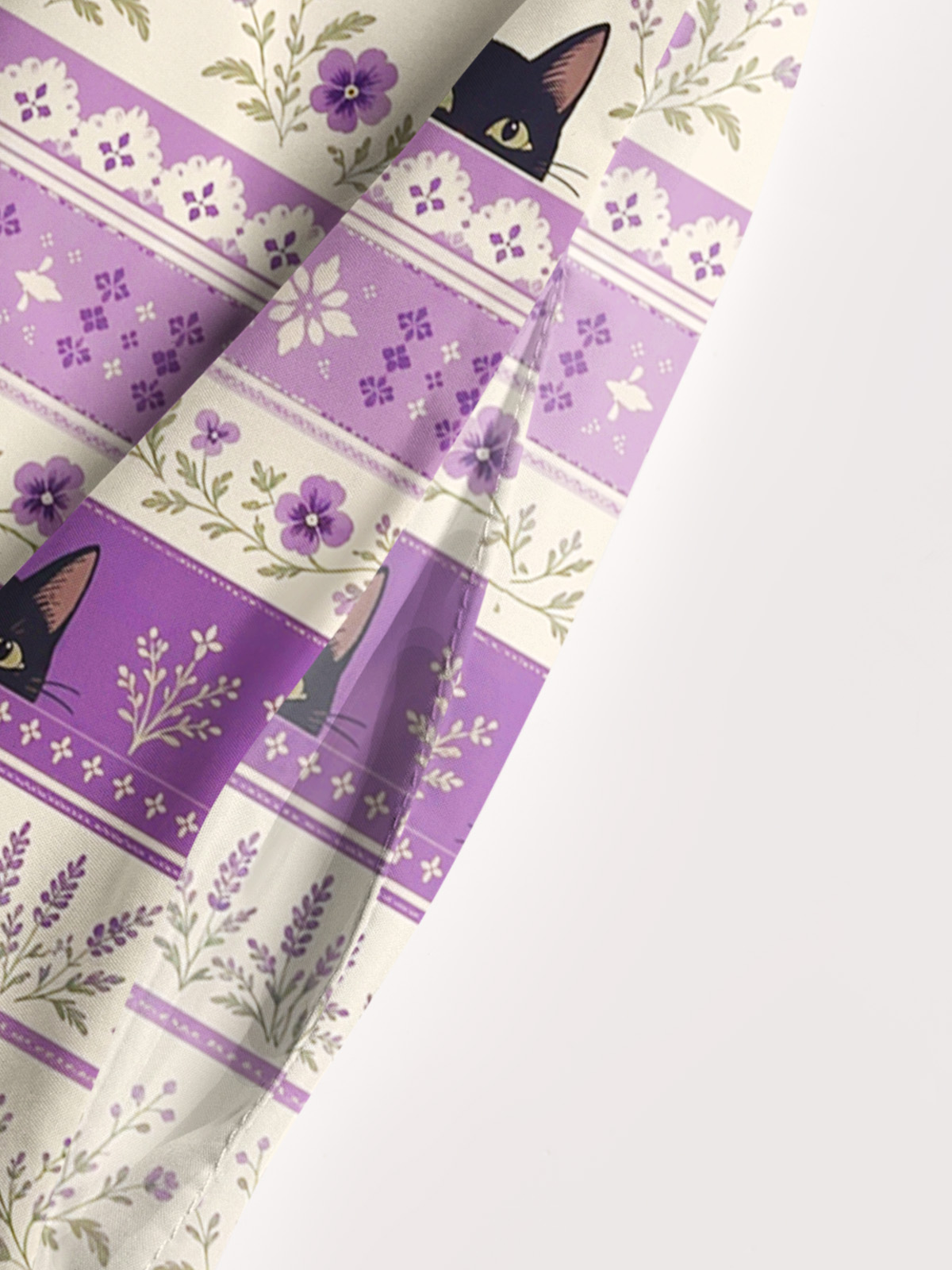 Midnight Lavender Cat Garden Print Wide Straps Maxi Dress With Pockets
